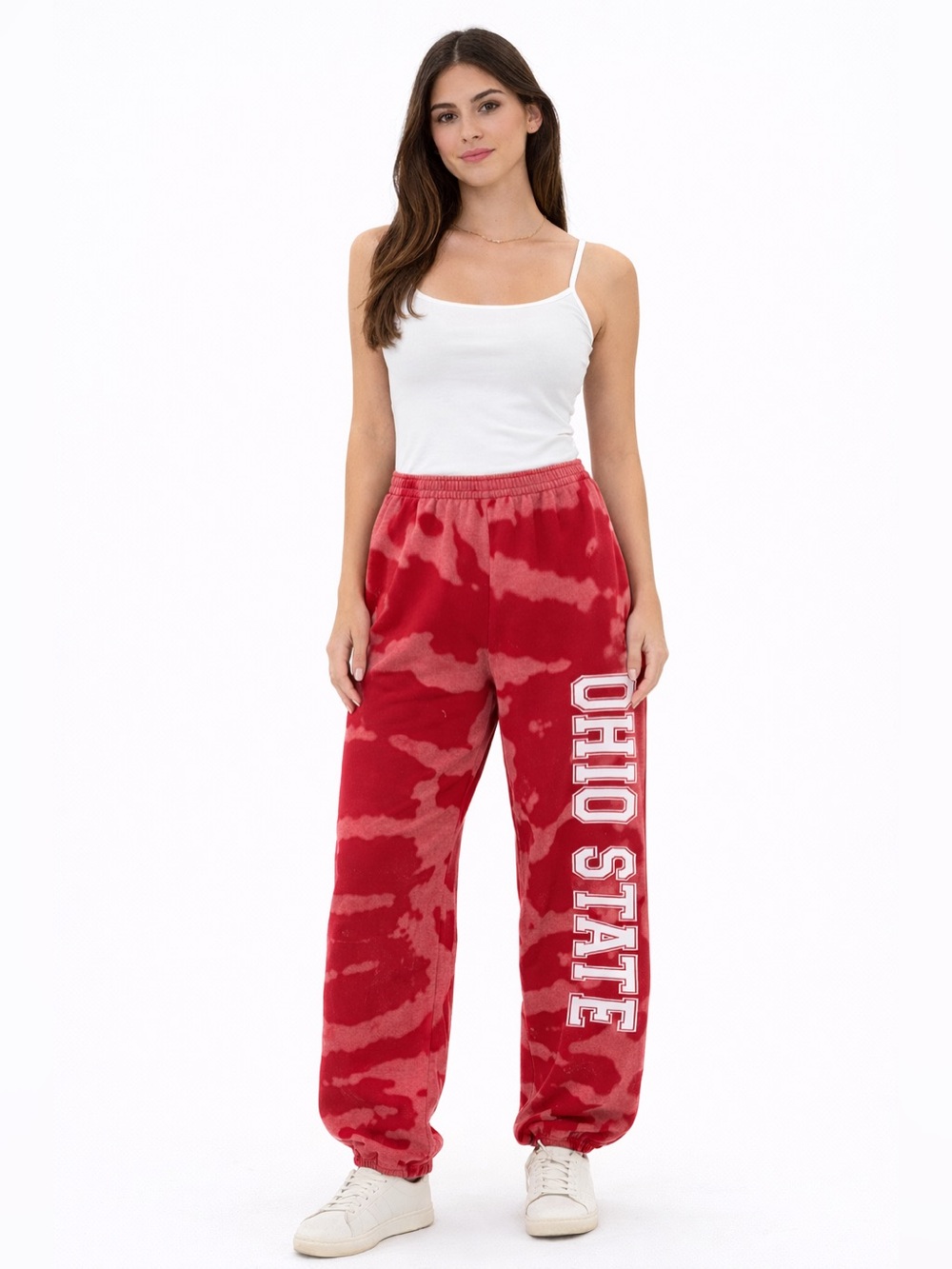 Ohio State Buckeyes Red Bleach Dye Sweatpants Small